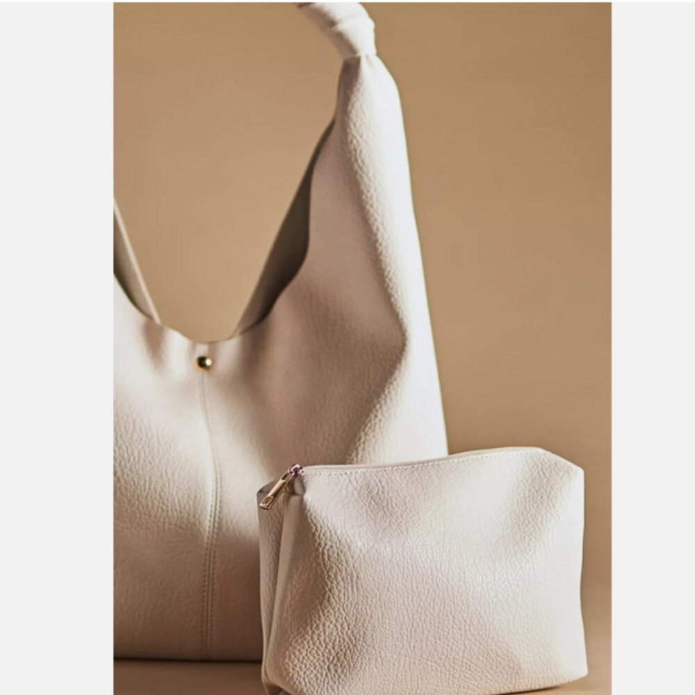 Anthropologie The Love Knot Slouchy Bag Cream Hobo Handbag Purse Pocketbook NWT - Picture 3 of 6